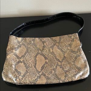Lauren Merkin Tan and Black Snake Print Shoulder Bag